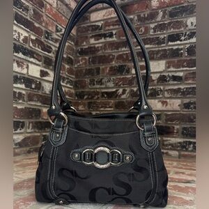 Sophia Caperelli Signature Tote Bag Purse Black with Silver Accents